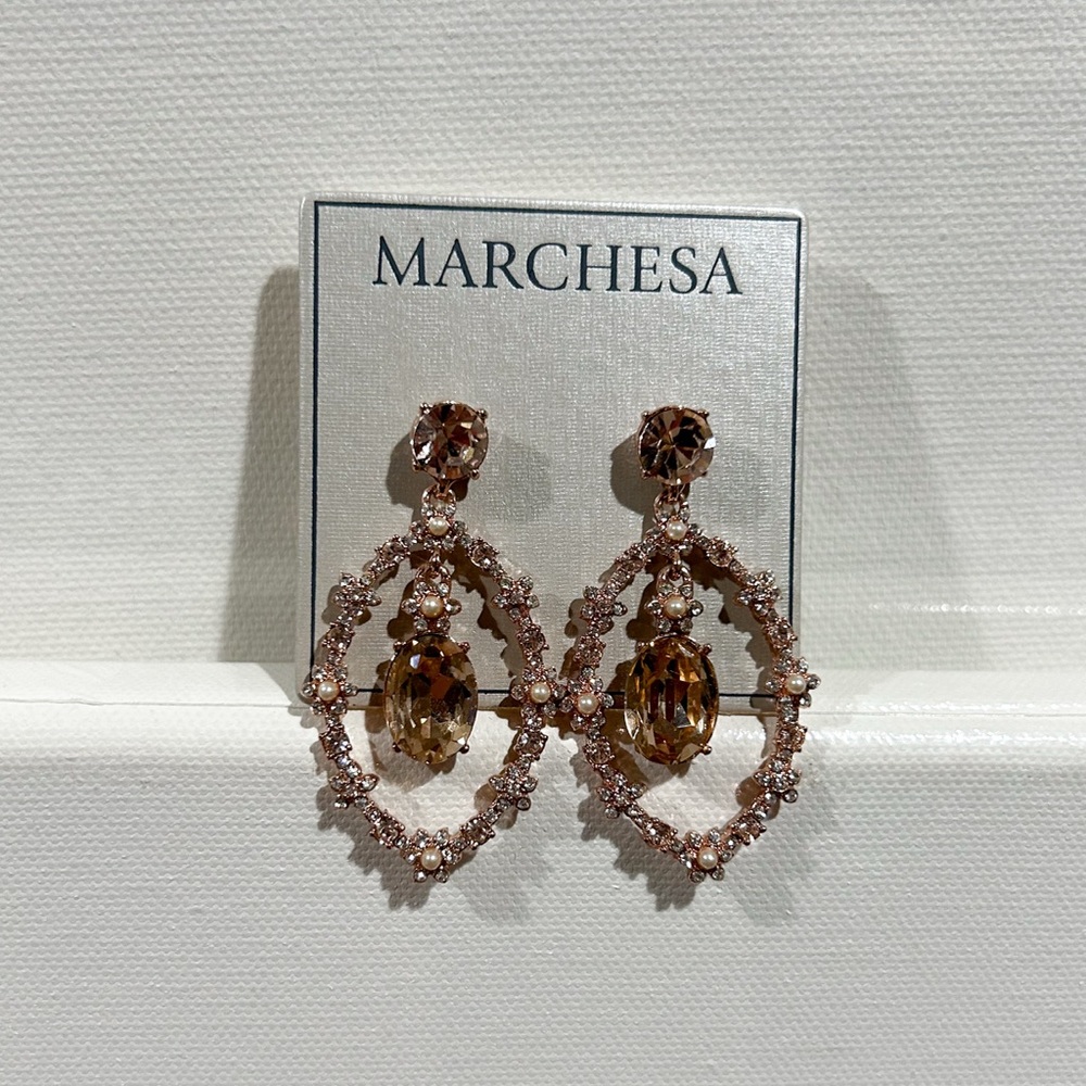 Marchesa Rose Gold Crystal Drop Earrings